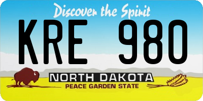ND license plate KRE980