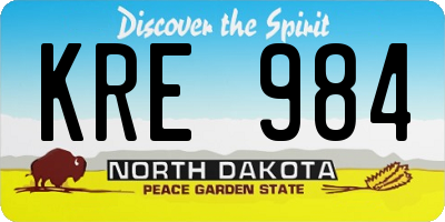 ND license plate KRE984