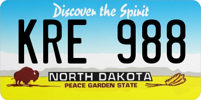 ND license plate KRE988