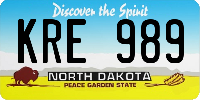 ND license plate KRE989