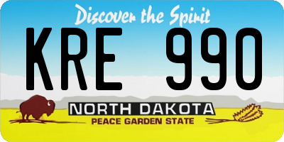 ND license plate KRE990