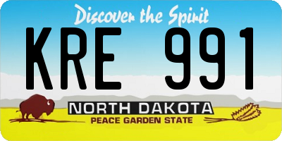 ND license plate KRE991