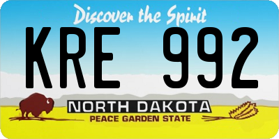 ND license plate KRE992