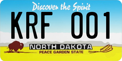 ND license plate KRF001