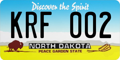 ND license plate KRF002