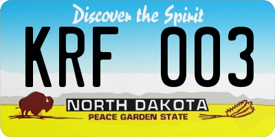 ND license plate KRF003