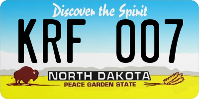 ND license plate KRF007