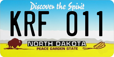ND license plate KRF011