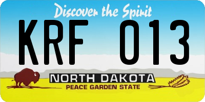 ND license plate KRF013