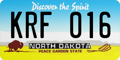ND license plate KRF016