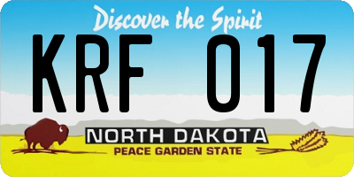 ND license plate KRF017