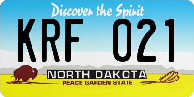 ND license plate KRF021