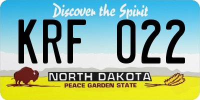 ND license plate KRF022
