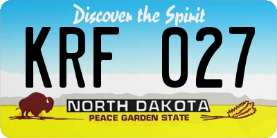 ND license plate KRF027