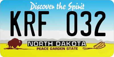 ND license plate KRF032