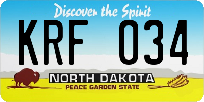 ND license plate KRF034