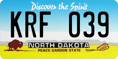 ND license plate KRF039