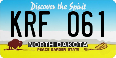 ND license plate KRF061
