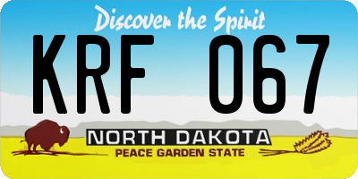 ND license plate KRF067
