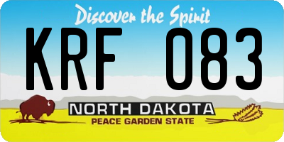 ND license plate KRF083