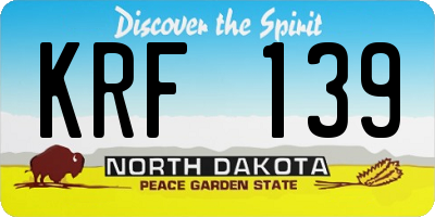ND license plate KRF139