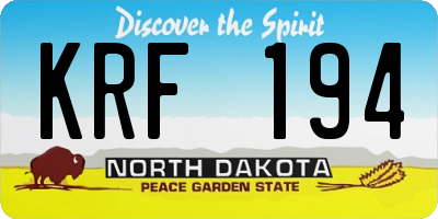 ND license plate KRF194