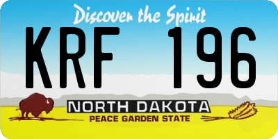 ND license plate KRF196