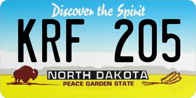 ND license plate KRF205