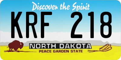 ND license plate KRF218