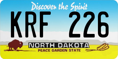 ND license plate KRF226