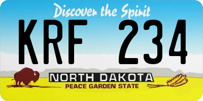 ND license plate KRF234