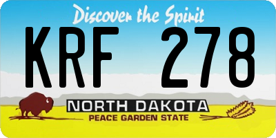 ND license plate KRF278