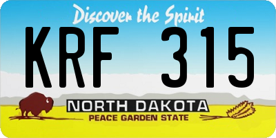ND license plate KRF315