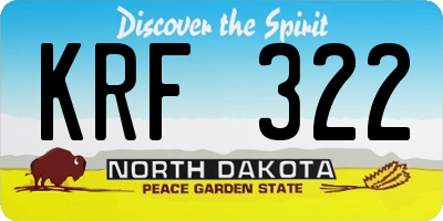 ND license plate KRF322