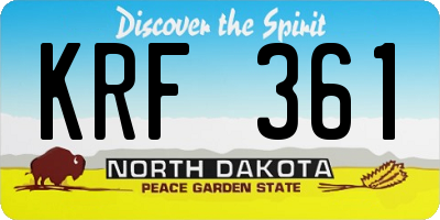 ND license plate KRF361