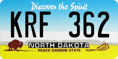 ND license plate KRF362