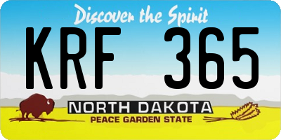 ND license plate KRF365