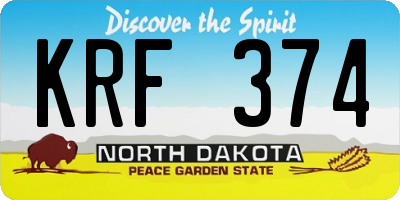 ND license plate KRF374