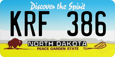 ND license plate KRF386