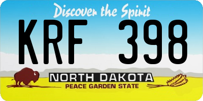 ND license plate KRF398