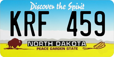 ND license plate KRF459