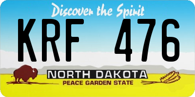 ND license plate KRF476