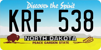 ND license plate KRF538