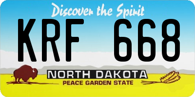 ND license plate KRF668