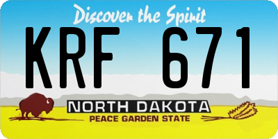 ND license plate KRF671