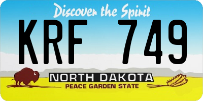 ND license plate KRF749