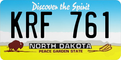 ND license plate KRF761