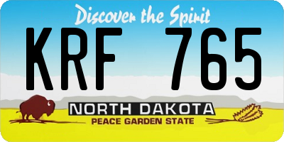 ND license plate KRF765