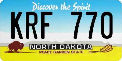 ND license plate KRF770