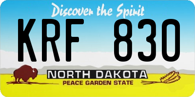 ND license plate KRF830